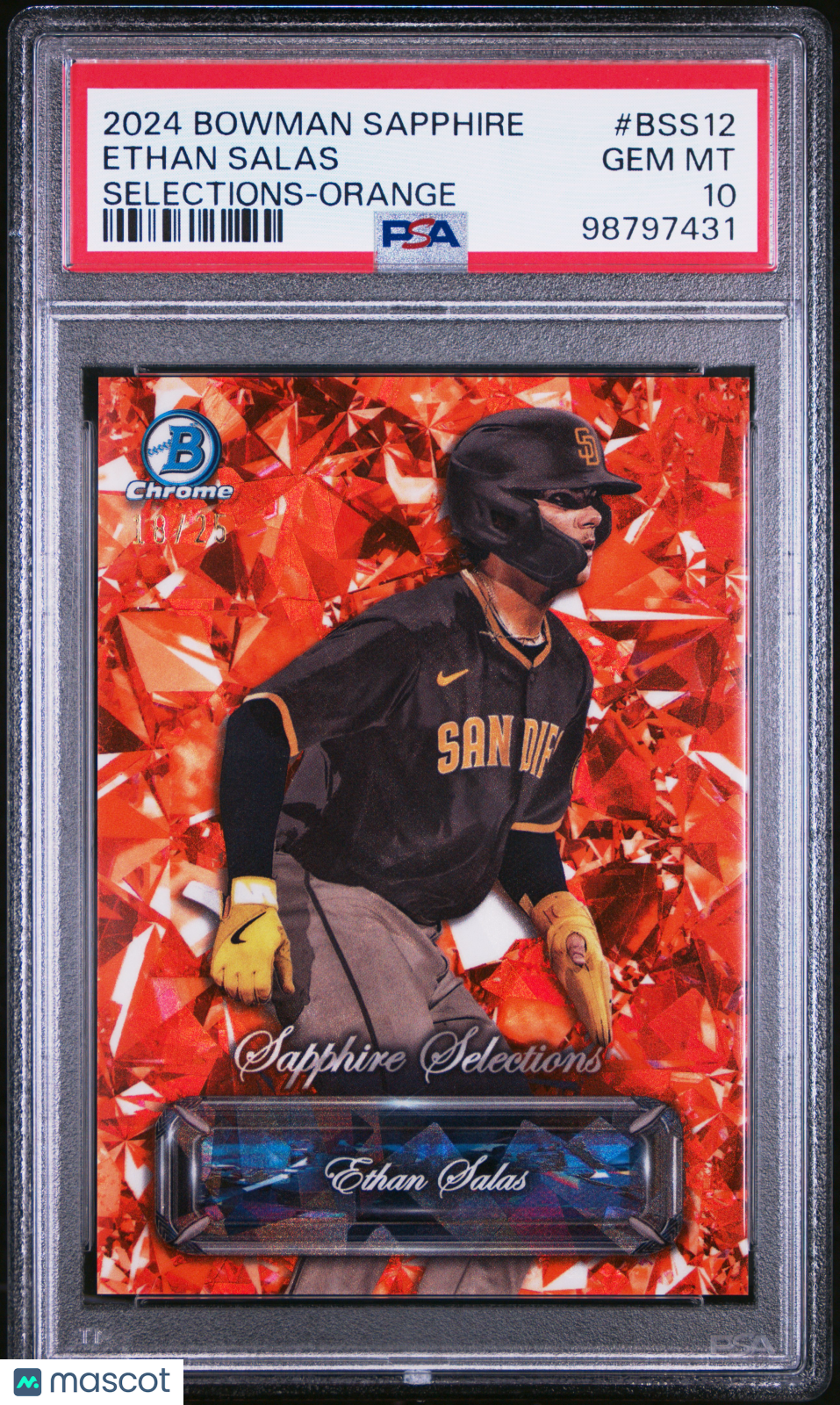 2024 Bowman Sapphire Ed. Sapphire Select—Ethan Salas #BSS12 Orange 18/25—PSA 10