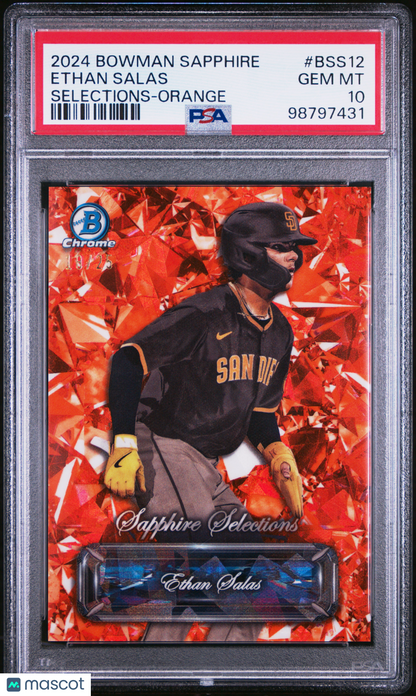 2024 Bowman Sapphire Ed. Sapphire Select—Ethan Salas #BSS12 Orange 18/25—PSA 10