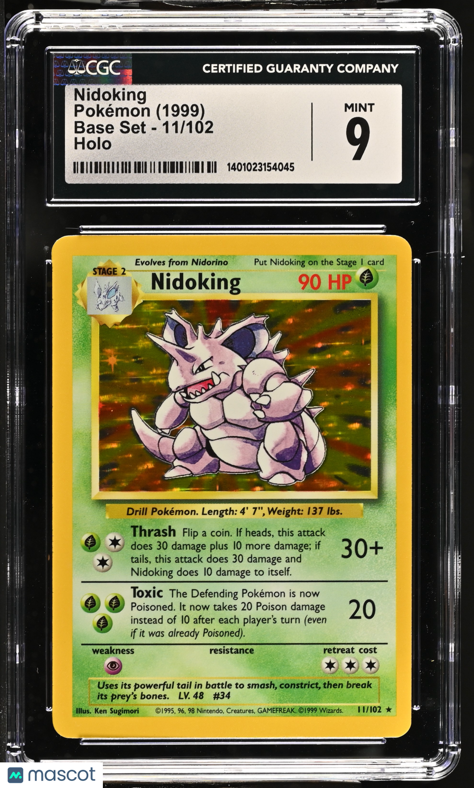 1999 Pokemon—Nidoking #11/102 Base Set—Rare Holo CGC 9