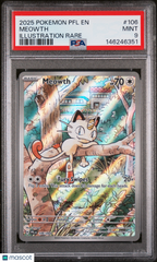 2025 Pokemon—Meowth #106 Phantasmal Flames—Illustration Rare Foil PSA 9
