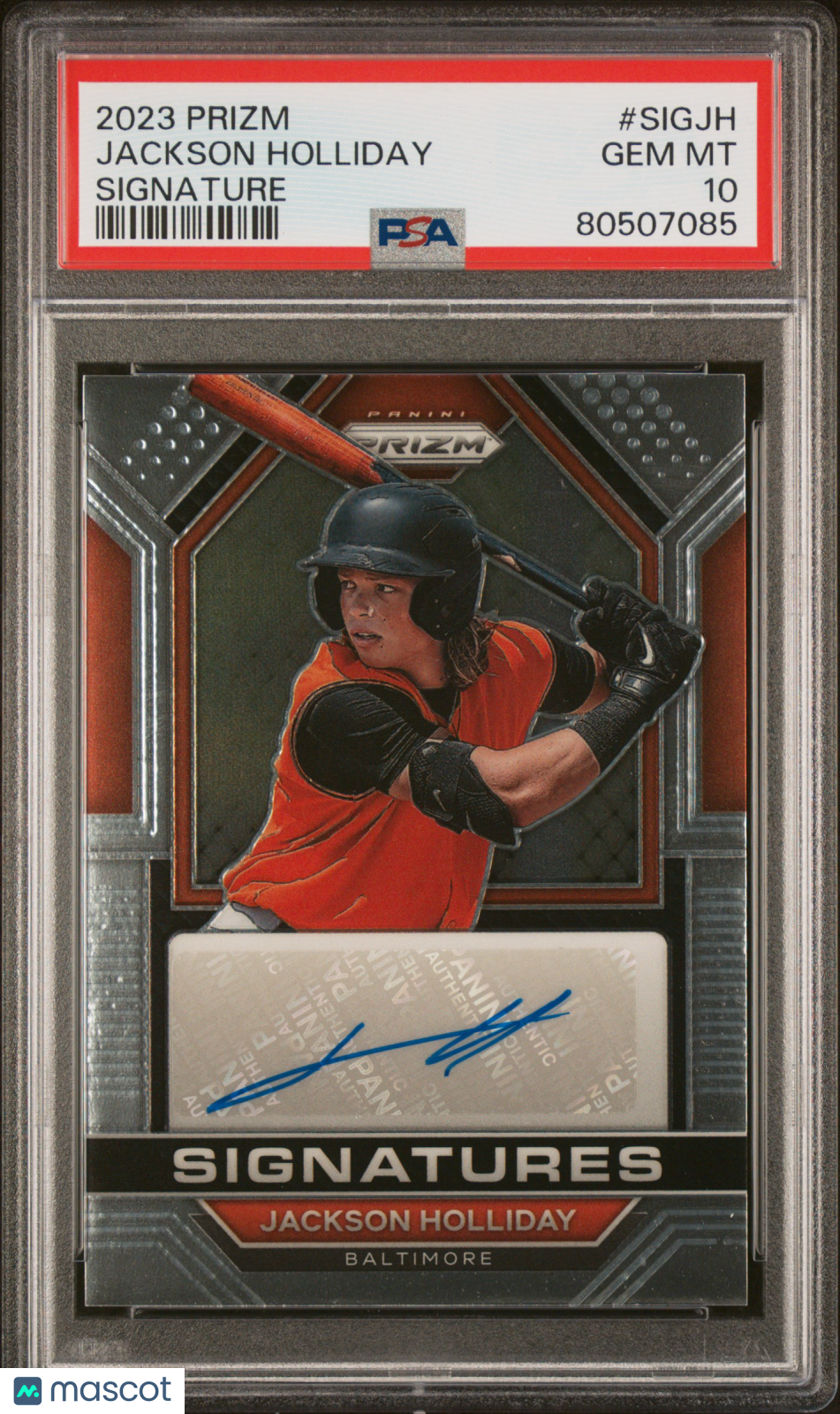 2023 Panini Prizm Signatures Baseball—Jackson Holliday #SIGJH —PSA 10