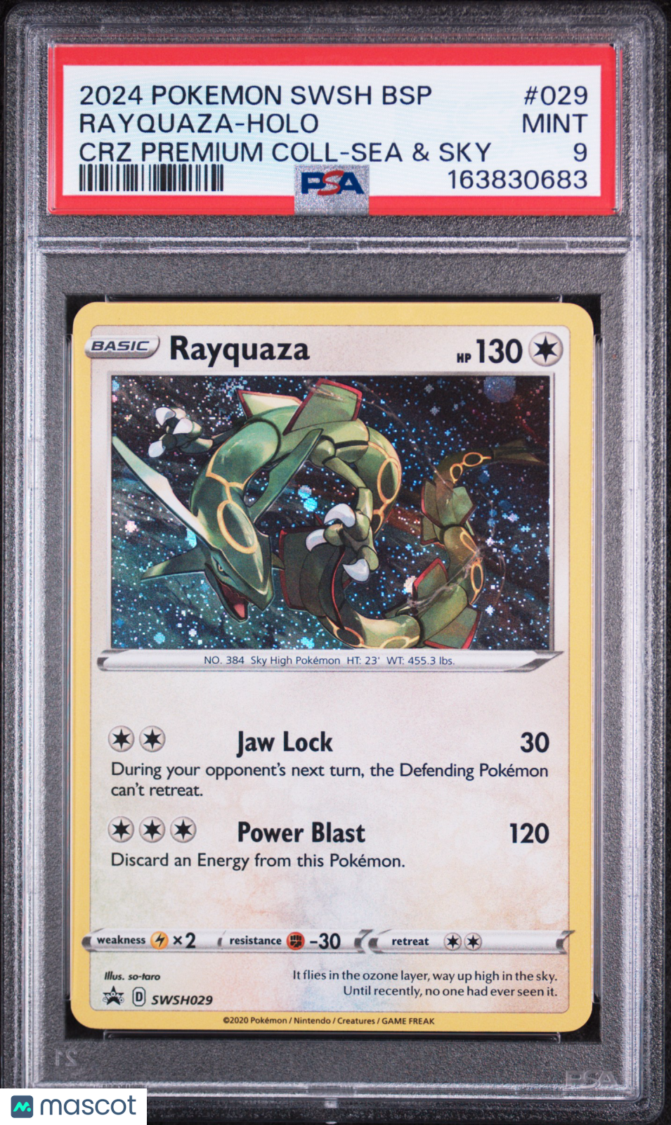 2024 Pokemon—Rayquaza #029 Sword & Shield—Black Star Promo Holo PSA 9