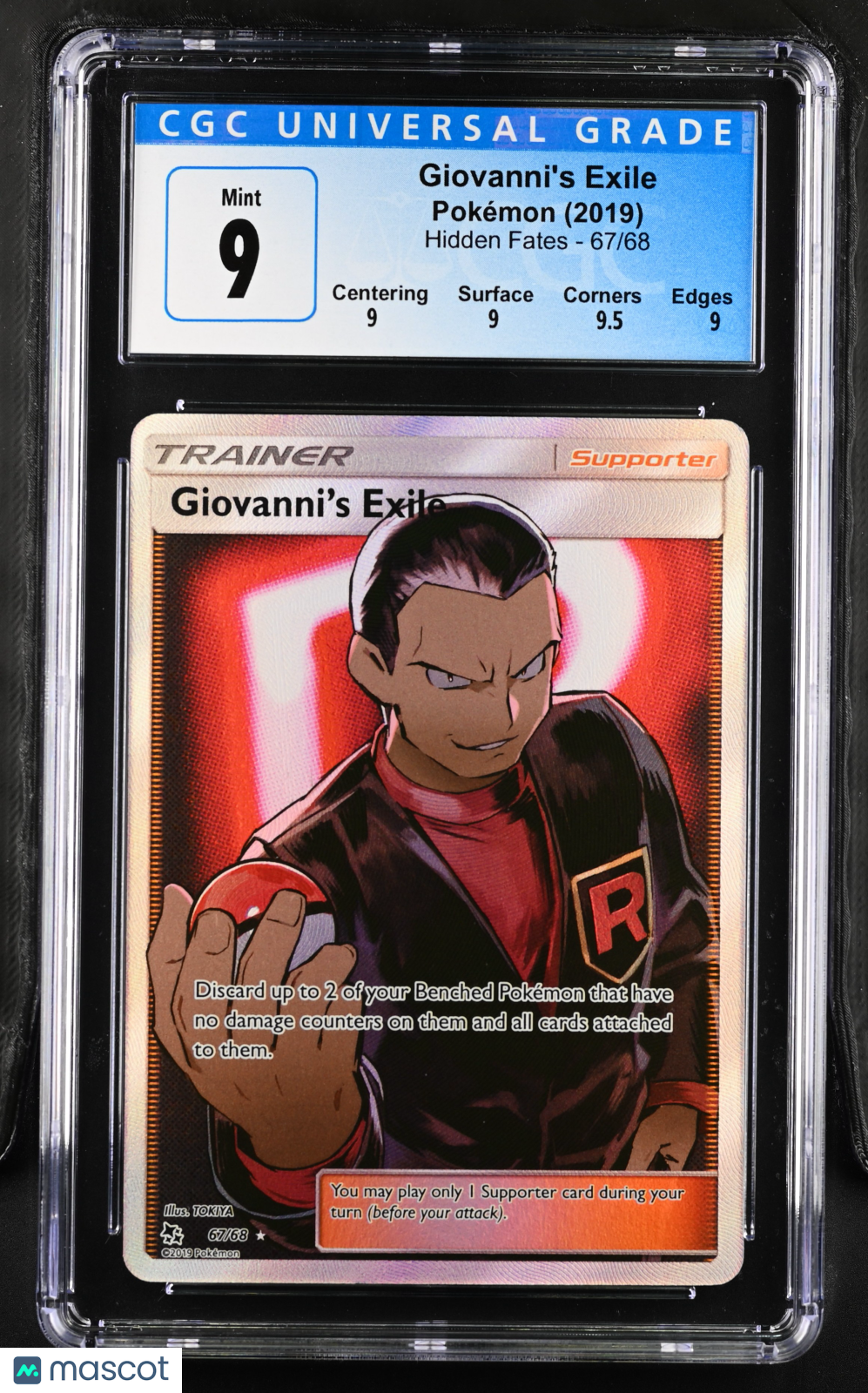 2019 Pokemon—Giovanni's Exile #67/68 Hidden Fates—Ultra Rare Holo CGC 9