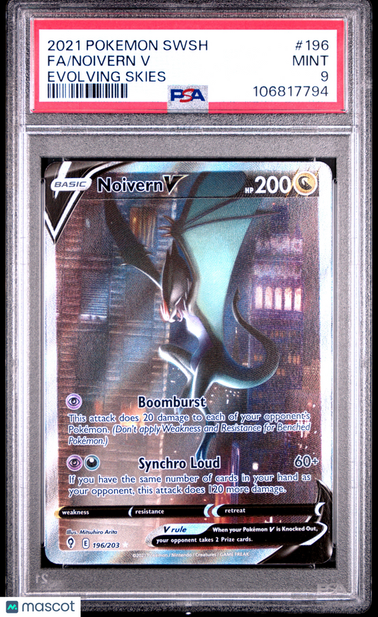 2021 Pokemon Noivern V SWSH07: Evolving Skies #196 Fa PSA 9