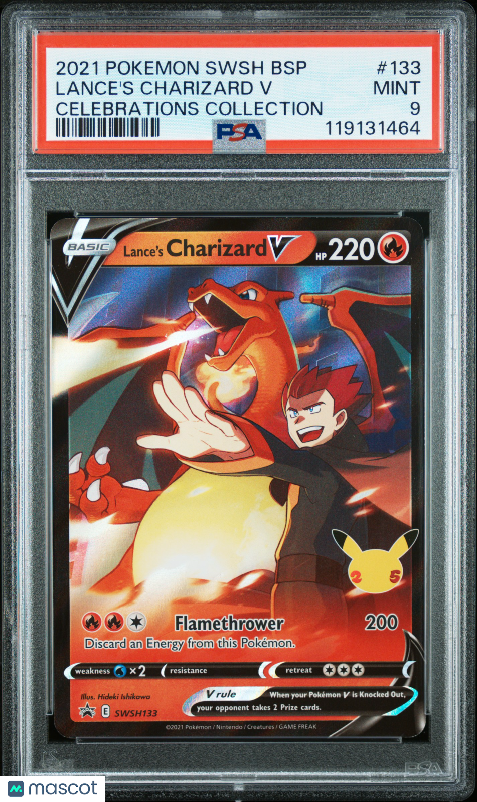 2021 Pokemon—Lance's Charizard V #133 Sword & Shield—Black Star Promo PSA 9