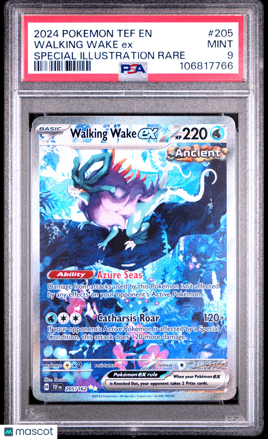 Pokemon TCG Walking Wake EX 2024 Pokemon Tef EN Special Illustration Rare PSA 9