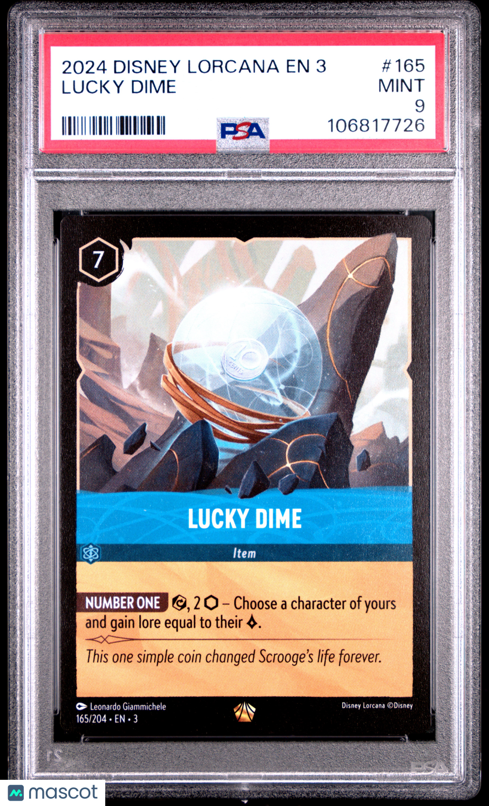 2024 Disney Lorcana—Lucky Dime #165 Into The Inklands—Legendary Nonfoil PSA 9