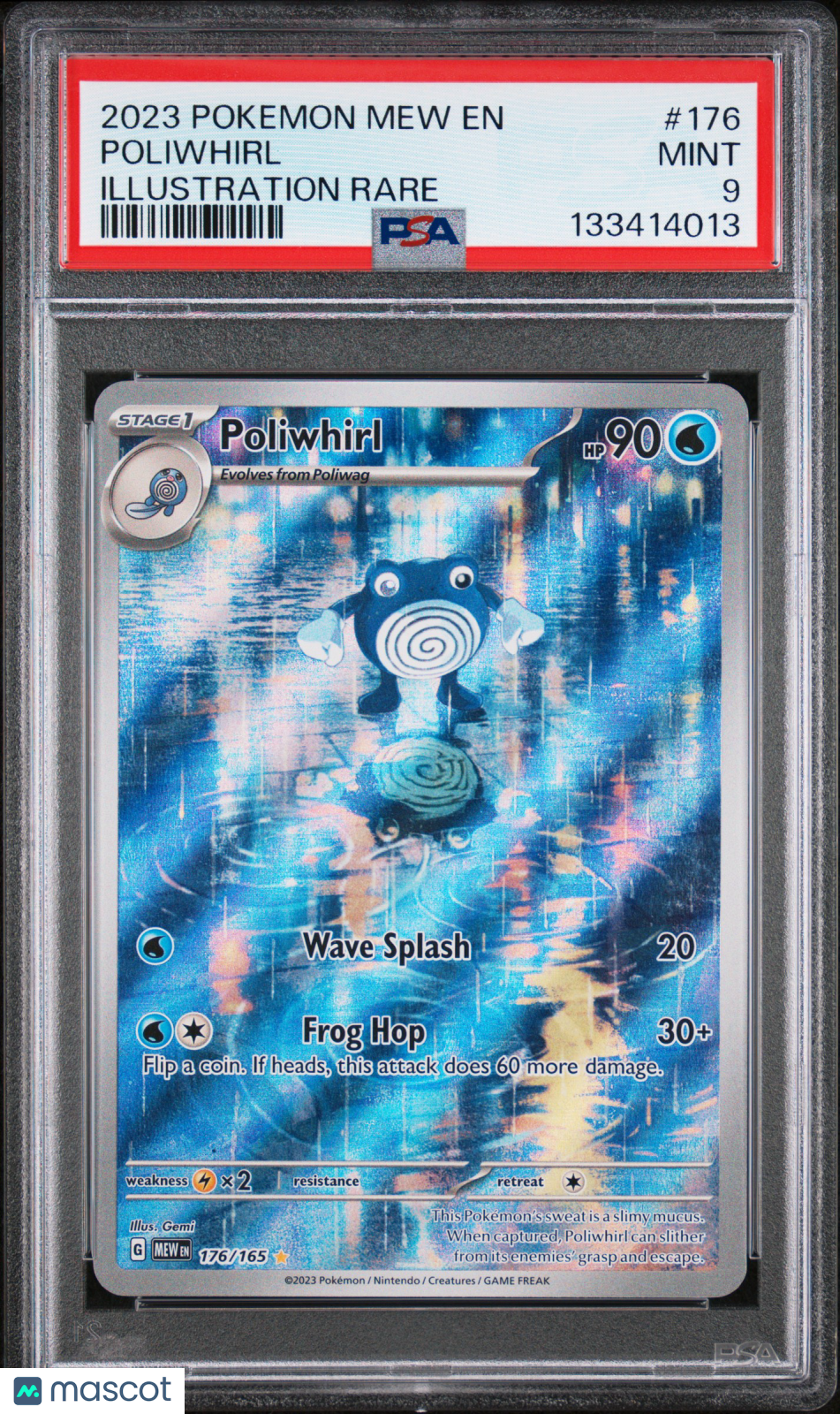 2023 Pokemon—Poliwhirl #176 Scarlet & Violet 151—Illustration Rare Foil PSA 9