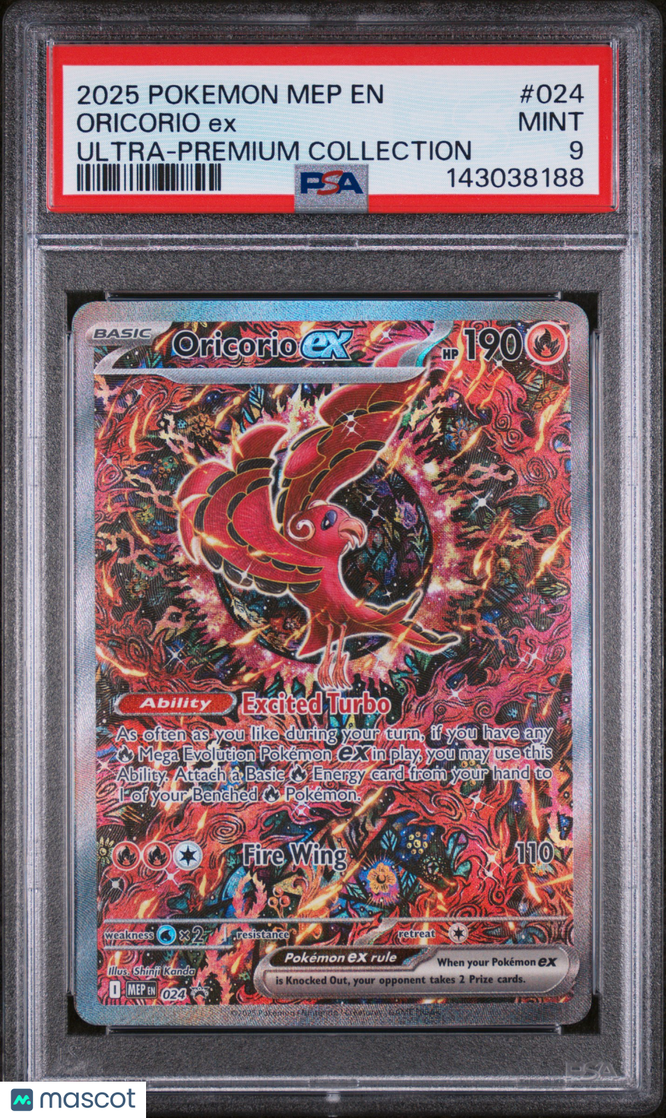 2025 Pokemon—Oricorio EX #024 Mega Evolutions—Black Star Promo Holo PSA 9