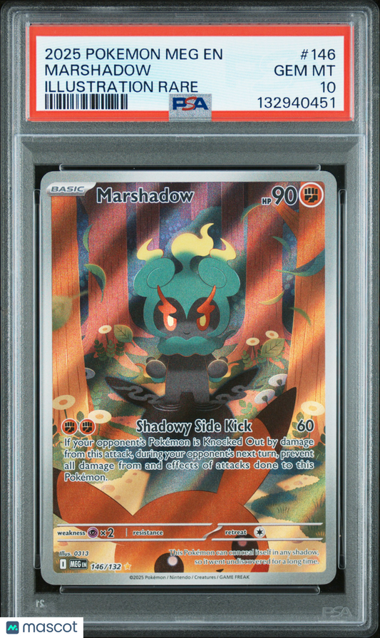 2025 Pokemon Marshadow Mega Evolution Illustration Rare Holo #146 PSA 10