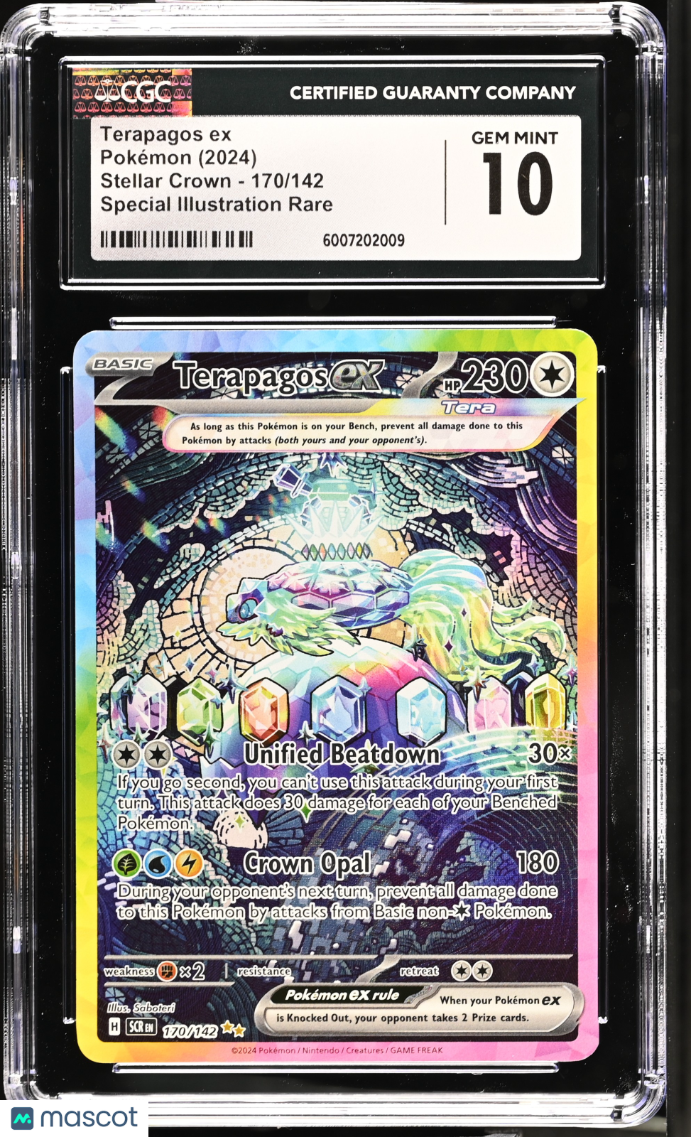—Terapagos ex #170/142 2024 Pokemon Stellar Crown—Special Illustration Rare SIR CGC 10