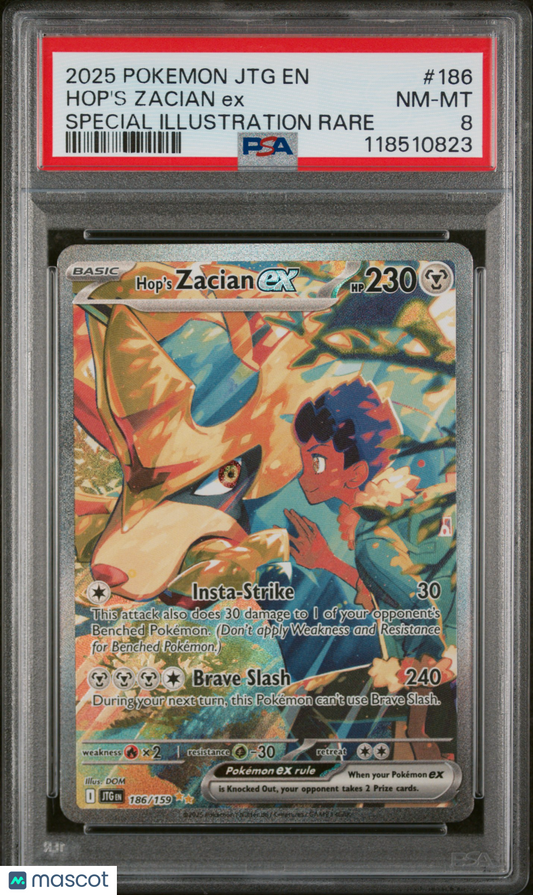 2025 Pokemon Hop's Zacian EX Journey Together #186 PSA 8