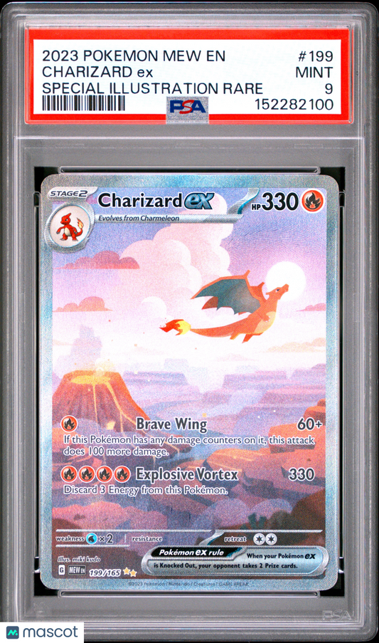 2023 Pokemon—Charizard ex #199/165 Scarlet & Violet 151—SIR Holo PSA 9