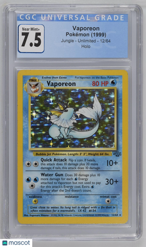 1999 Pokemon—Vaporeon #12/64 Jungle—Holo Rare CGC 7.5