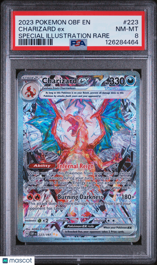 2023 Pokemon Charizard ex #223 Obsidian Flames Special Illustration Rare PSA 8