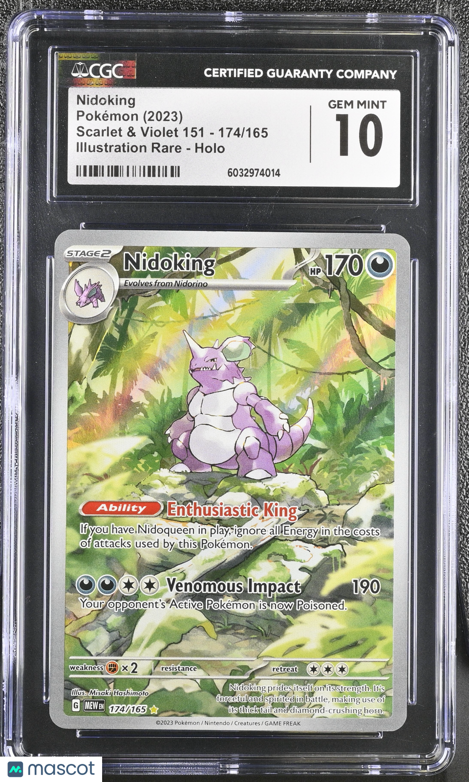 2023 Pokemon—Nidoking #174/165 Scarlet & Violet 151—Illustration Rare CGC 10