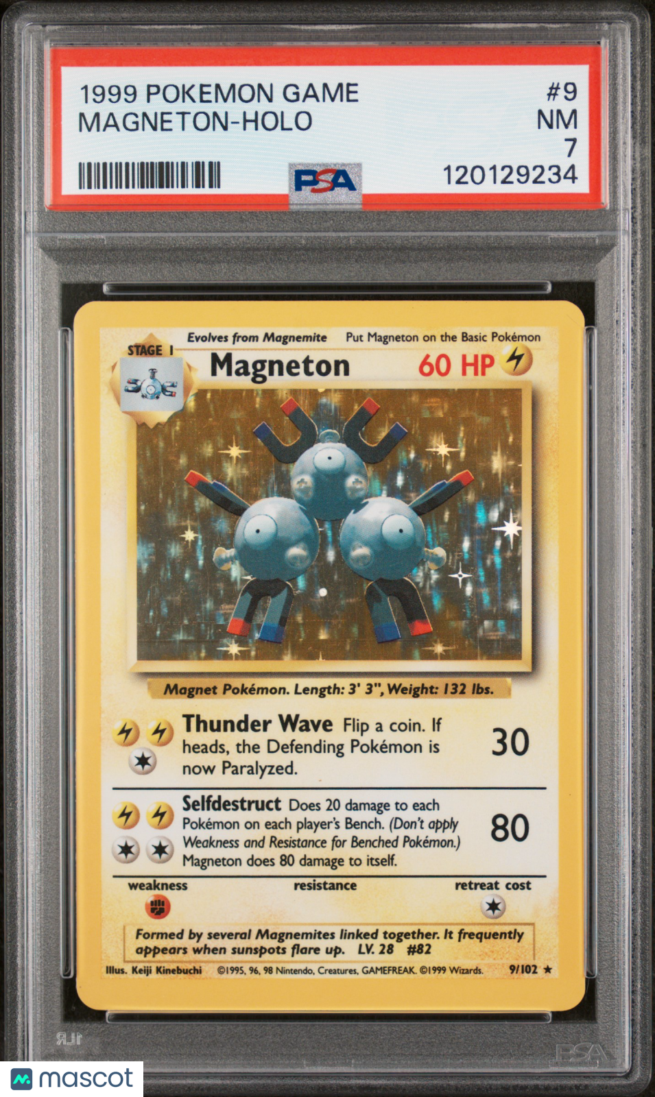 1999 Pokemon—Magneton #9 Base Set—Rare Holo PSA 7