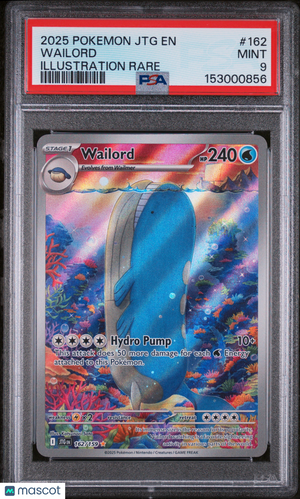 2025 Pokemon—Wailord #162 Journey Together—Illustration Rare Foil PSA 9