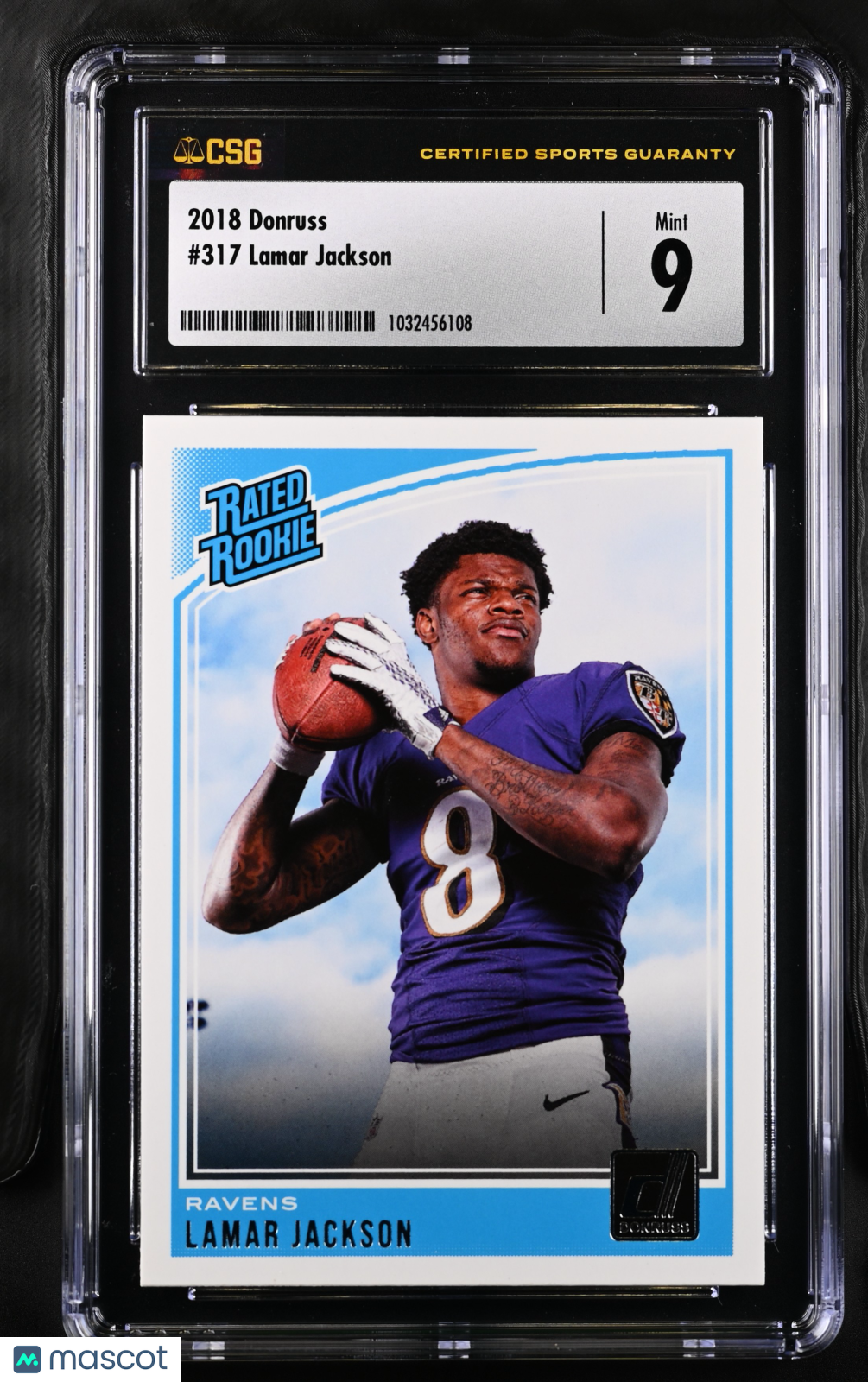 2018 Panini Donruss Football—Lamar Jackson #317 —CGC 9
