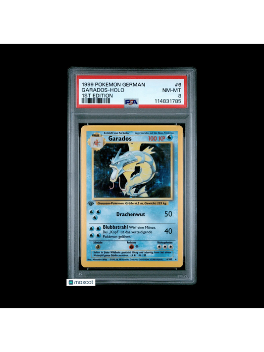 1999 Pokemon Garados Base Set #6 German 1ST Edition PSA 8 - Papa Joey's Collectibles