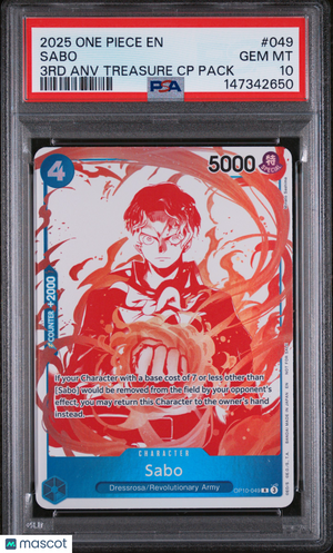 2025 One Piece Card Game—Sabo #049 OP Treasure Campaign Pack— Foil PSA 10