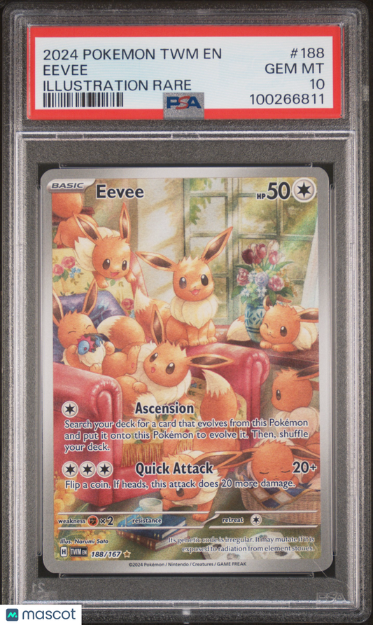 2024 Pokemon Eevee Twilight Masquerade Illustration Rare Holo #188 PSA 10