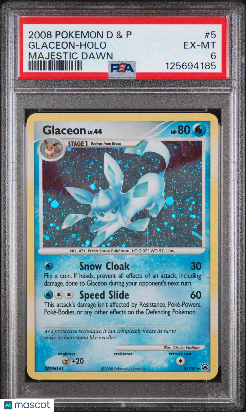 2008 Glaceon Pokemon Diamond & Pearl Majestic Dawn #5 Majestic Dawn PSA 6