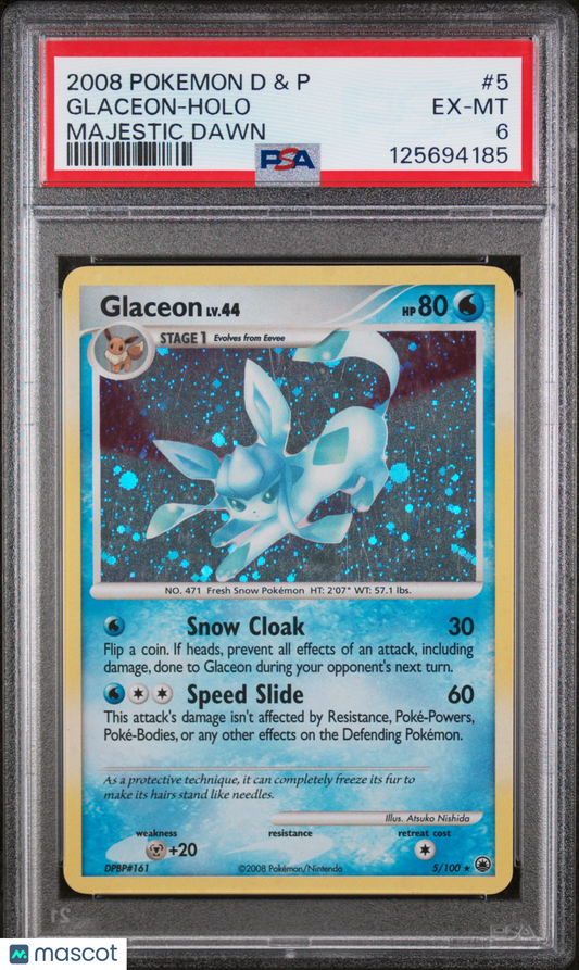 2008 Glaceon Pokemon Diamond & Pearl Majestic Dawn #5 Majestic Dawn PSA 6