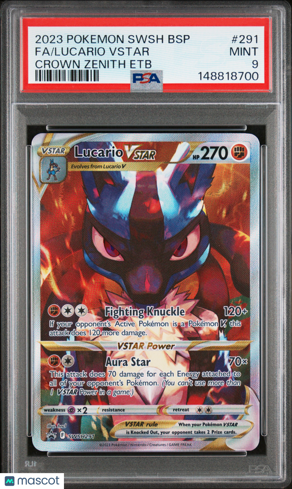 2023 Pokemon—Lucario VSTAR #SWSH291 Sword & Shield Promos—Black Star Promo PSA 9