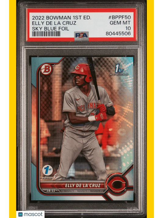 2022 Bowman 1ST Edition Baseball Elly De La Cruz Sky Blue Foil #BPPF50 PSA 10 - Papa Joey's Collectibles
