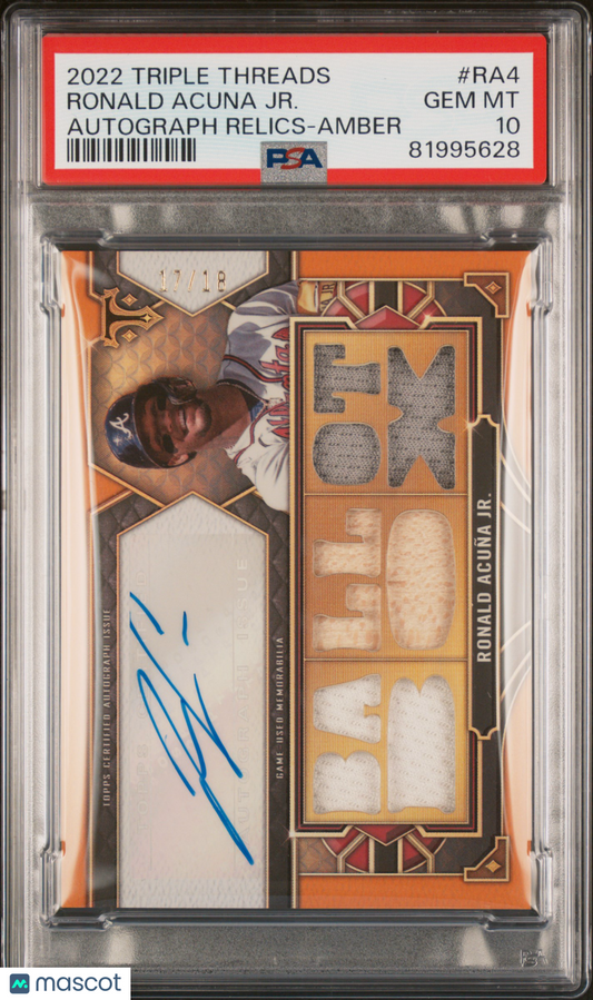 2022 Topps Triple Threads Autograph Relics Ronald Acuna JR. #RA4 PSA 10