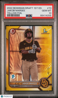 Bowman 2022 Draft 1st Edition Baseball—Jakob Marsee #73 Yellow Foil 48/75—PSA 10