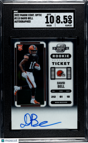 2022 Panini Contenders Optic Football—David Bell #113 Autograph —SGC 8.5 Auto 10