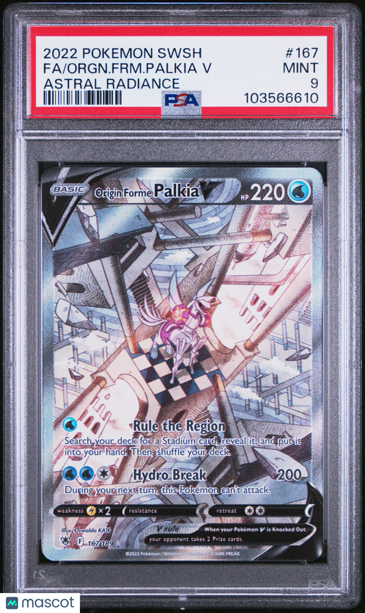 2022 Pokemon TCG Orgn. FRM. Palkia V Astral Radiance #167 Astral Radiance PSA 9