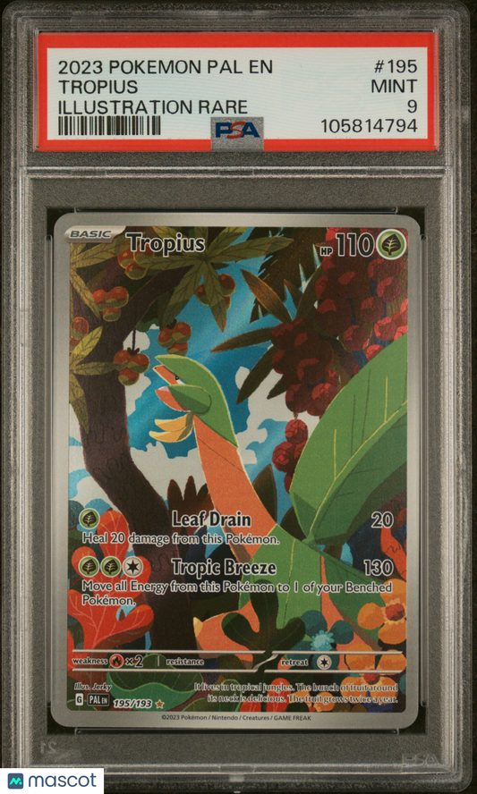 Tropius 2023 Pokemon Pal EN-Paldea Evolved #195 Illustration Rare PSA 9