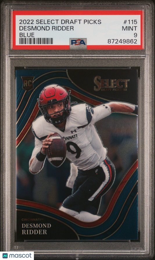 2022 Panini Select Draft Picks Football Desmond Ridder Blue #115 PSA 9