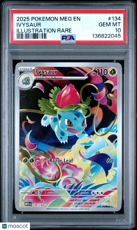 —Ivysaur #134 2025 Pokemon Meg EN-Mega Evolution— PSA 10