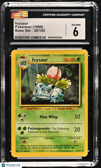 1999 Pokemon TCG—Ivysaur #30/102 Pokemon Base Set—Common Regular 30/102 CGC 6