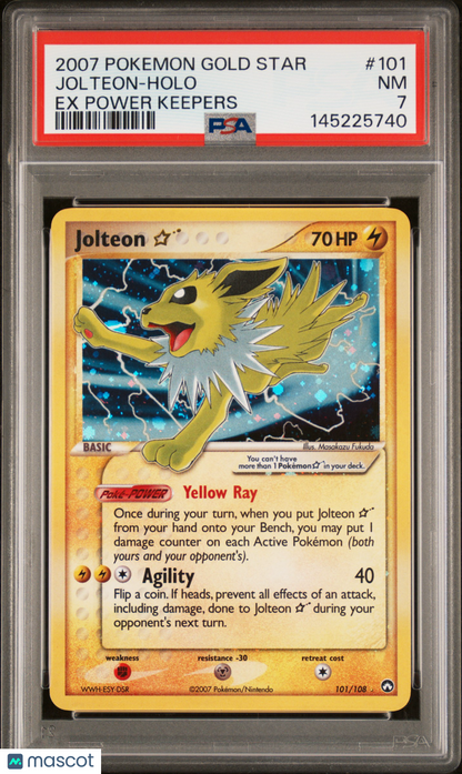 2007 Pokemon—Jolteon #101 EX Power Keepers—Rare Holo PSA 7