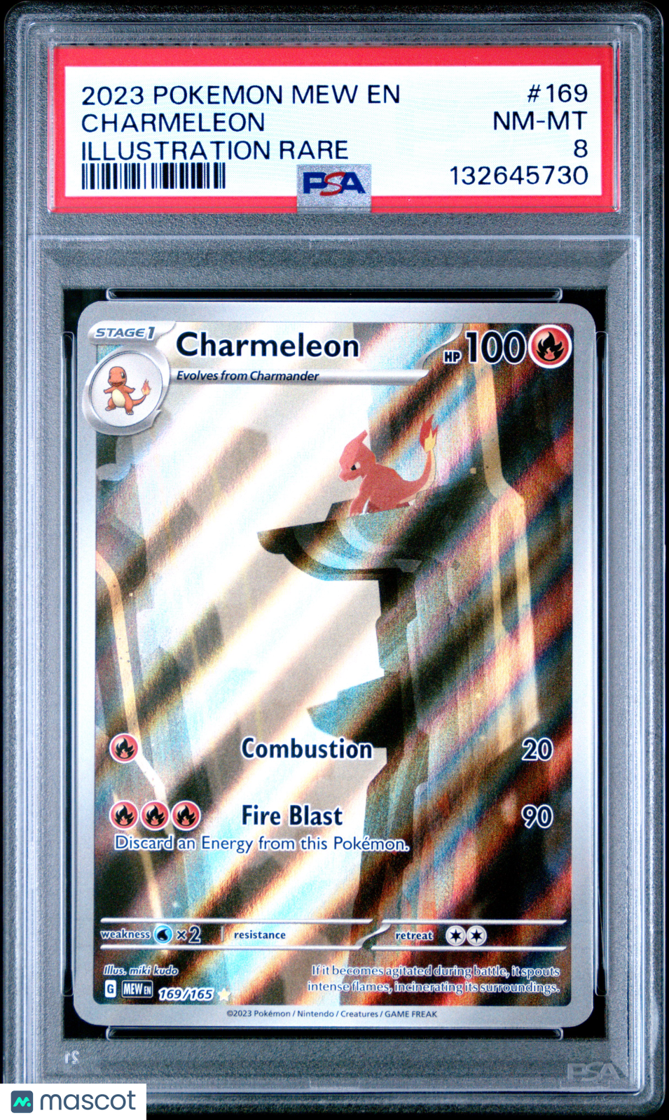 2023 Pokemon—Charmeleon #169 Scarlet & Violet 151—Illustration Rare Holo PSA 8