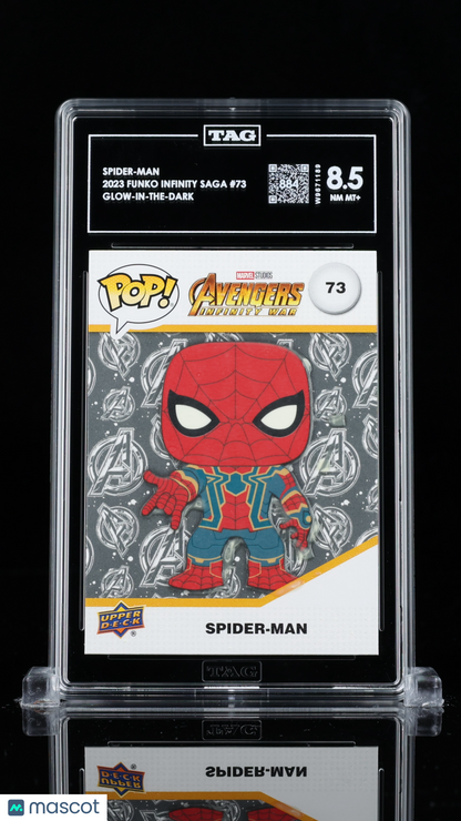 2023 Upper Deck Funko Infinity Saga Marvel—Spider-Man #73 GITD —TAG 8.5