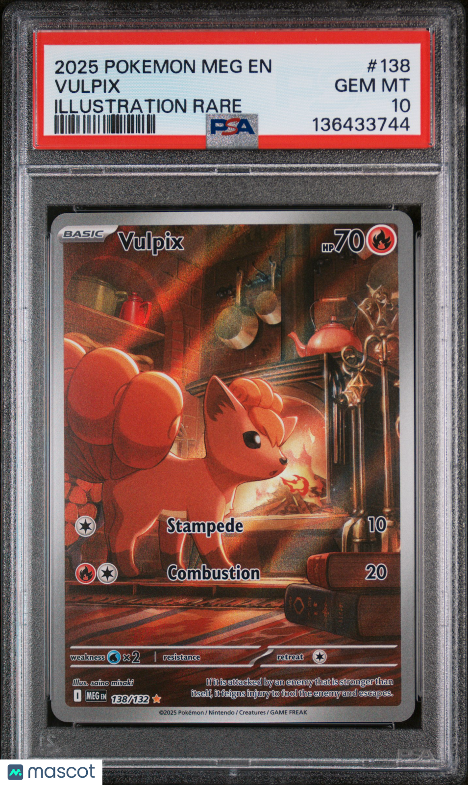 2025 Pokemon—Vulpix #138 Mega Evolution—Illustration Rare Holo PSA 10