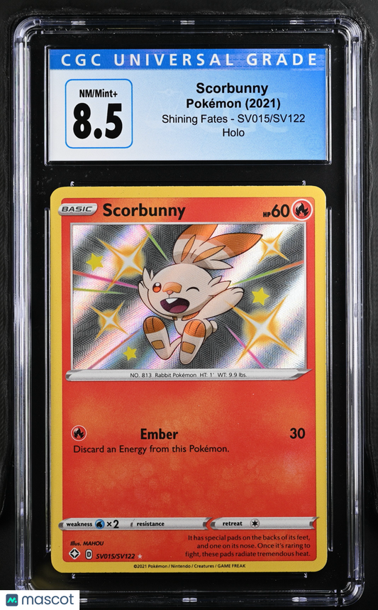 2021 Pokemon Scorbunny Shining Fates: Shiny Vault #SV015/SV122 CGC 8.5
