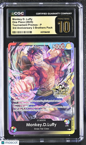 2025 One Piece CCG—Monkey D. Luffy #P One Piece Tournament Promos—Leader CGC 10