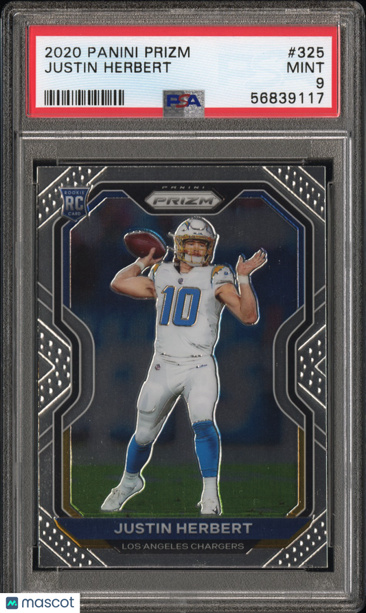 2020 Panini Prizm Football Justin Herbert #325 PSA 9