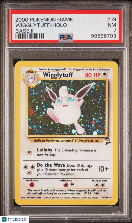 —Wigglytuff #19 2000 Pokemon Game Base II— Holo Base II PSA 7