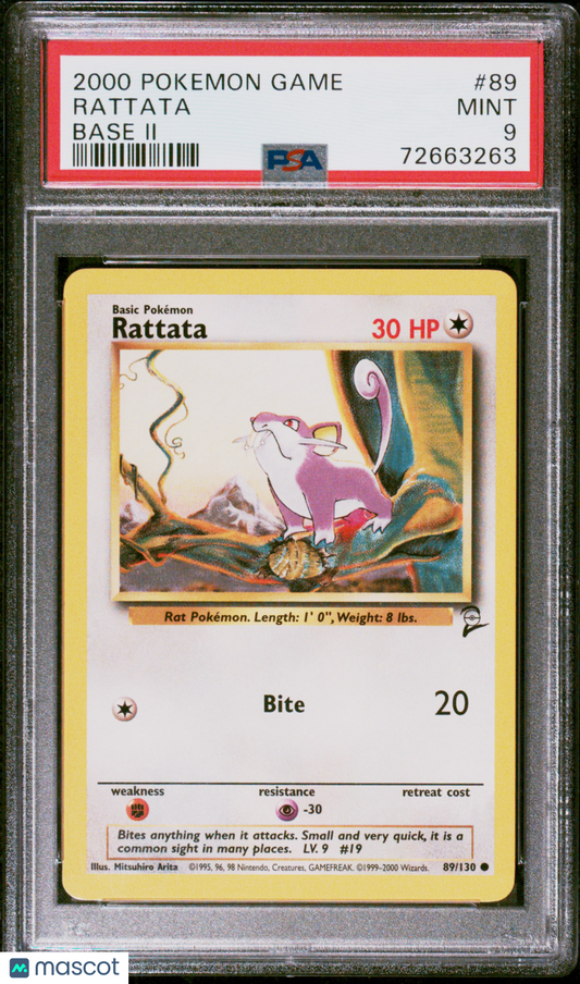 Pokemon TCG Rattata 2000 Pokemon Game Base II #89 Base II PSA 9