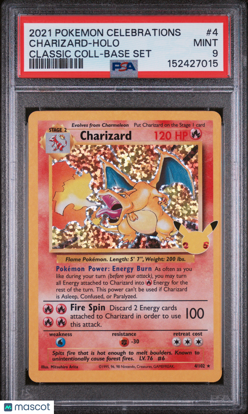 2021 Pokemon—Charizard #4 Celebrations Classic Collection— Holo PSA 9