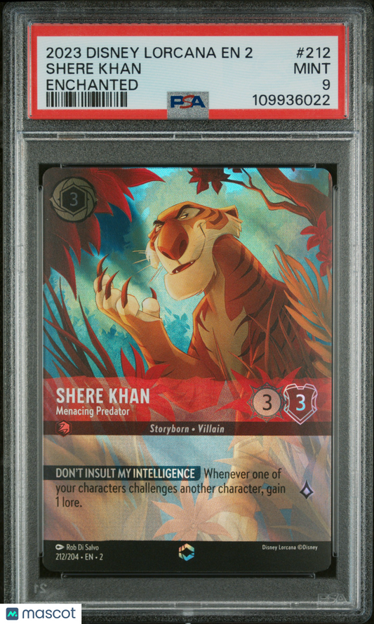 Shere Khan 2023 Disney Lorcana EN 2-Rise Of The Floodborn #212 Enchanted PSA 9