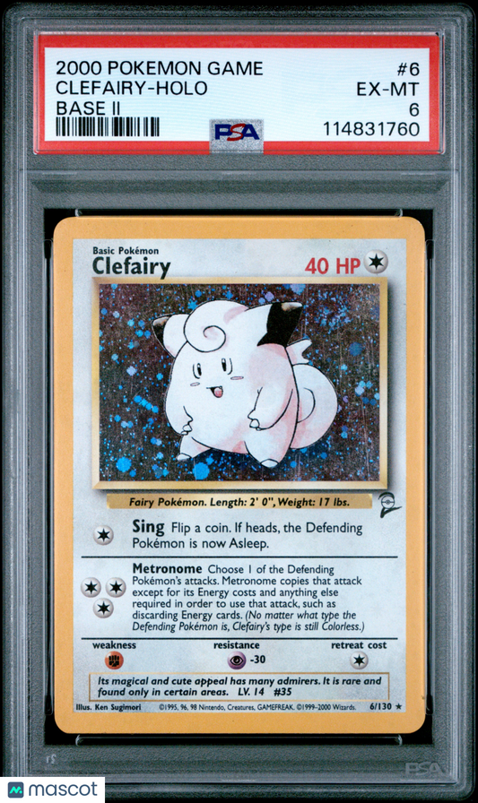 Clefairy 2000 Pokemon Game Base II #6 Base II PSA 6